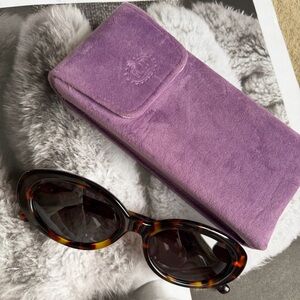 CRAP sweet leaf Tortoiseshell narrow Sunglasses with Purple Case